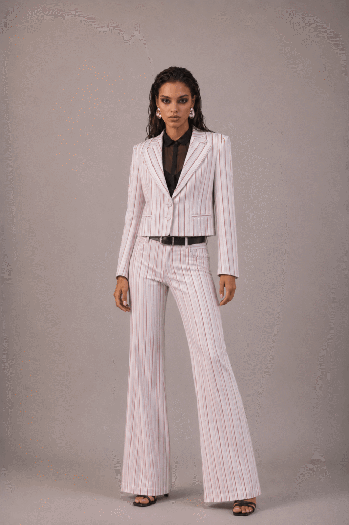 Suit Raw White & Fucsia Pinstripes